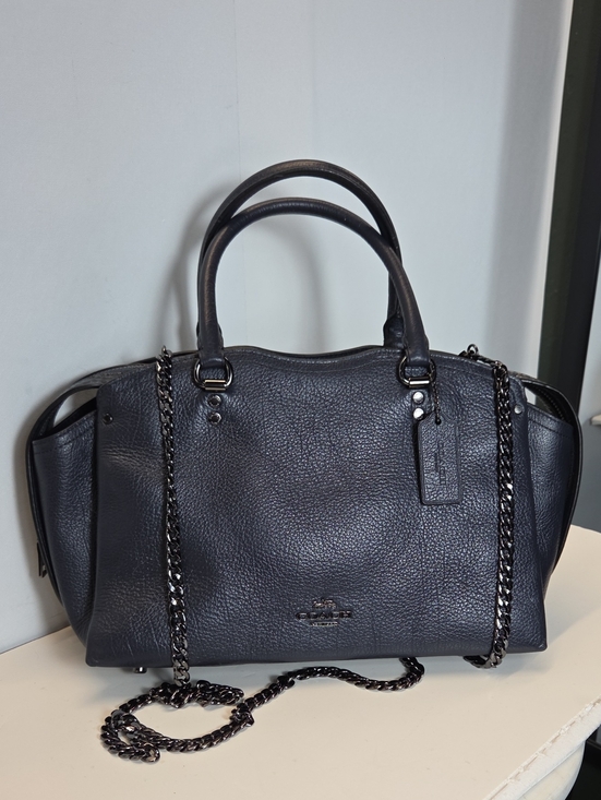 Coach Handbags - Coach Drew Satchel Pebbled Leather in Navy With Gun Metal Hardware